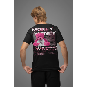 Черна Мъжка Тениска "Money Waste"
