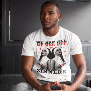 Бяла Мъжка Тениска "Sinners"
