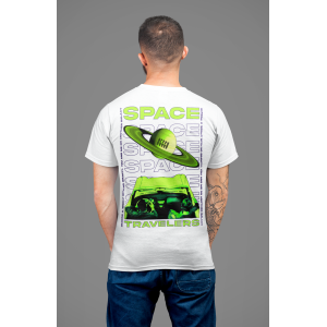 Бяла Мъжка Тениска "Space Travellers"