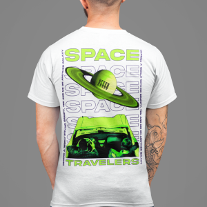 Бяла Мъжка Тениска "Space Travellers"