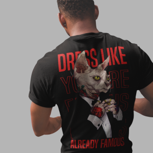 Черна Мъжка Тениска "Famous Cat"
