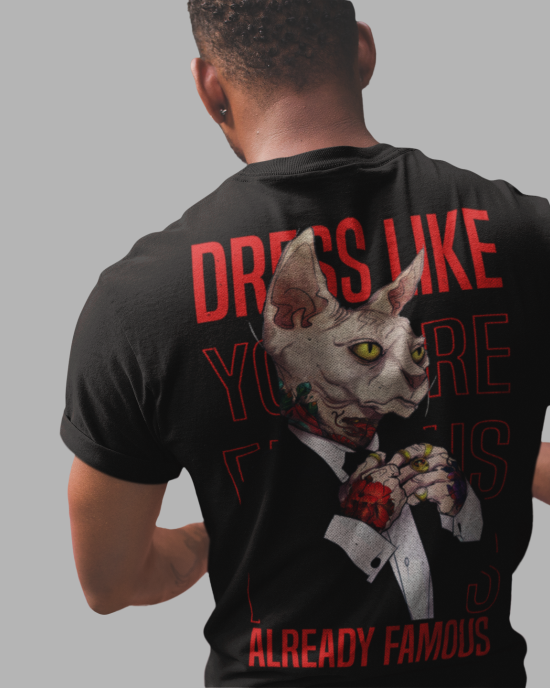 Черна Мъжка Тениска Famous Cat | Качество и комфорт | Xceed.bg