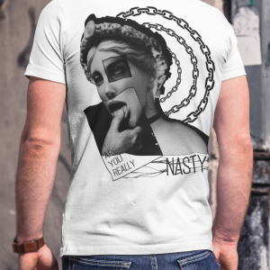 Бяла Мъжка Тениска "Are You Nasty"