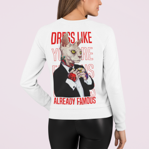 Дамска Бяла Блуза "Famous Cat"