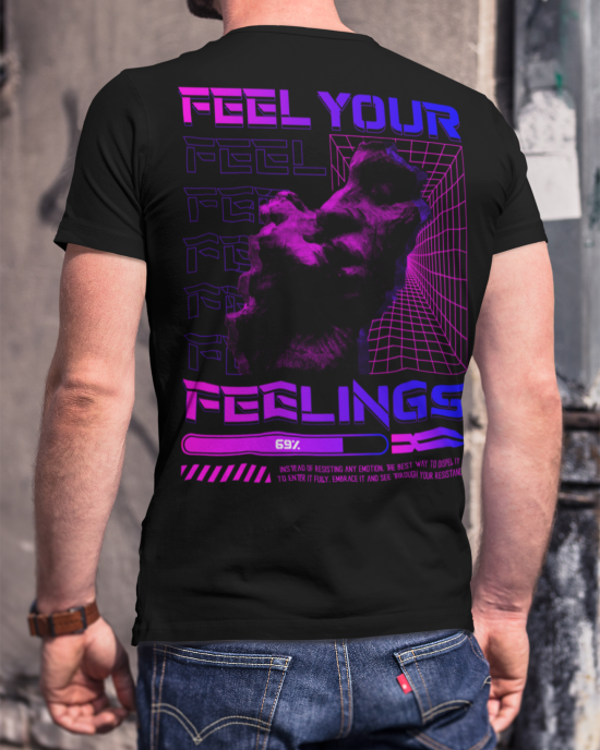 Черна Мъжка Тениска Feel Your Feelings | Качество и комфорт | Xceed.bg