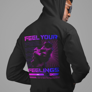 Мъжки Черен Суитшър "Fell your feelings"