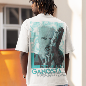 Бяла Мъжка Тениска "Oversize Gangsta Paradise"