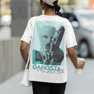 Бяла Дамска Тениска "Oversize Gangsta paradise"