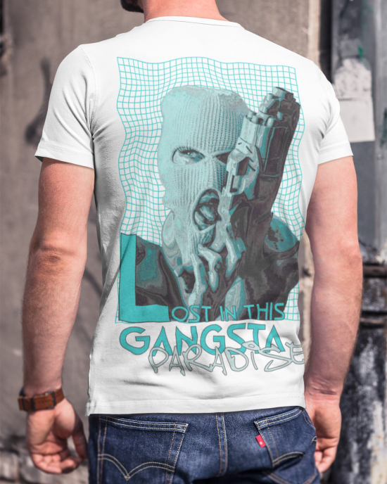 Бяла Мъжка Тениска "Gangsta Paradise"