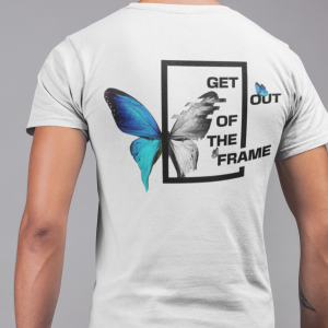 Бяла Мъжка Тениска "Get Out Of The Frame"