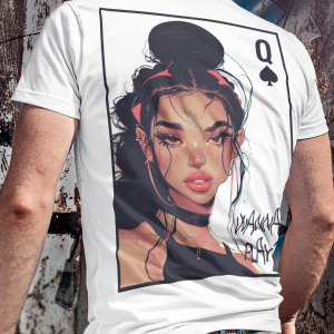 Бяла Мъжка Тениска "Queen Of Spades"