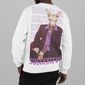 Мъжка Бяла Блуза "Successful cat"