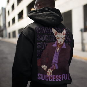 Мъжки Черен Суитшър "Successful cat"