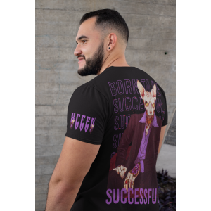 Мъжка Черна Тениска "Successful cat"