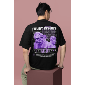 Черна Мъжка Тениска "Oversize Trust Issues"