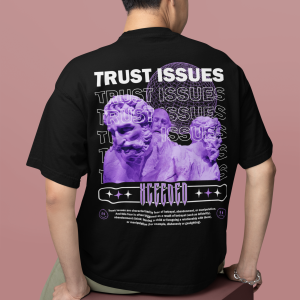 Черна Мъжка Тениска "Oversize Trust Issues"