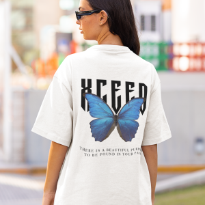 Дамска Бяла Тениска "Oversize Xceed Butterfly"