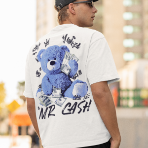 Бяла Мъжка Тениска "Oversize Xceed Mr Cash"