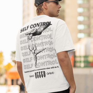 Бяла Мъжка Тениска "Oversize Xceed Self Control"