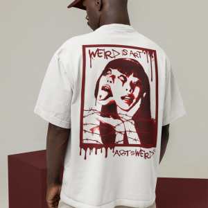 Бяла Мъжка Тениска "Oversize Xceed Weird Art"