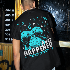 Черна Мъжка Тениска "Oversize Xceed What Happened"