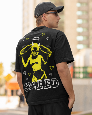 Черна Мъжка Тениска "Oversize Xceed Bad Bunny"