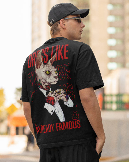 Черна Мъжка Тениска Oversize Xceed Famous Cat | Качество и комфорт | Xceed.bg